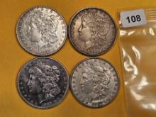 Four Morgan Silver Dollars