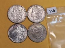 Four Morgan Silver Dollars