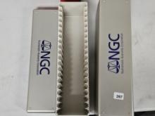 Two used, empty, Gray, NGC 20-Slab coin holders