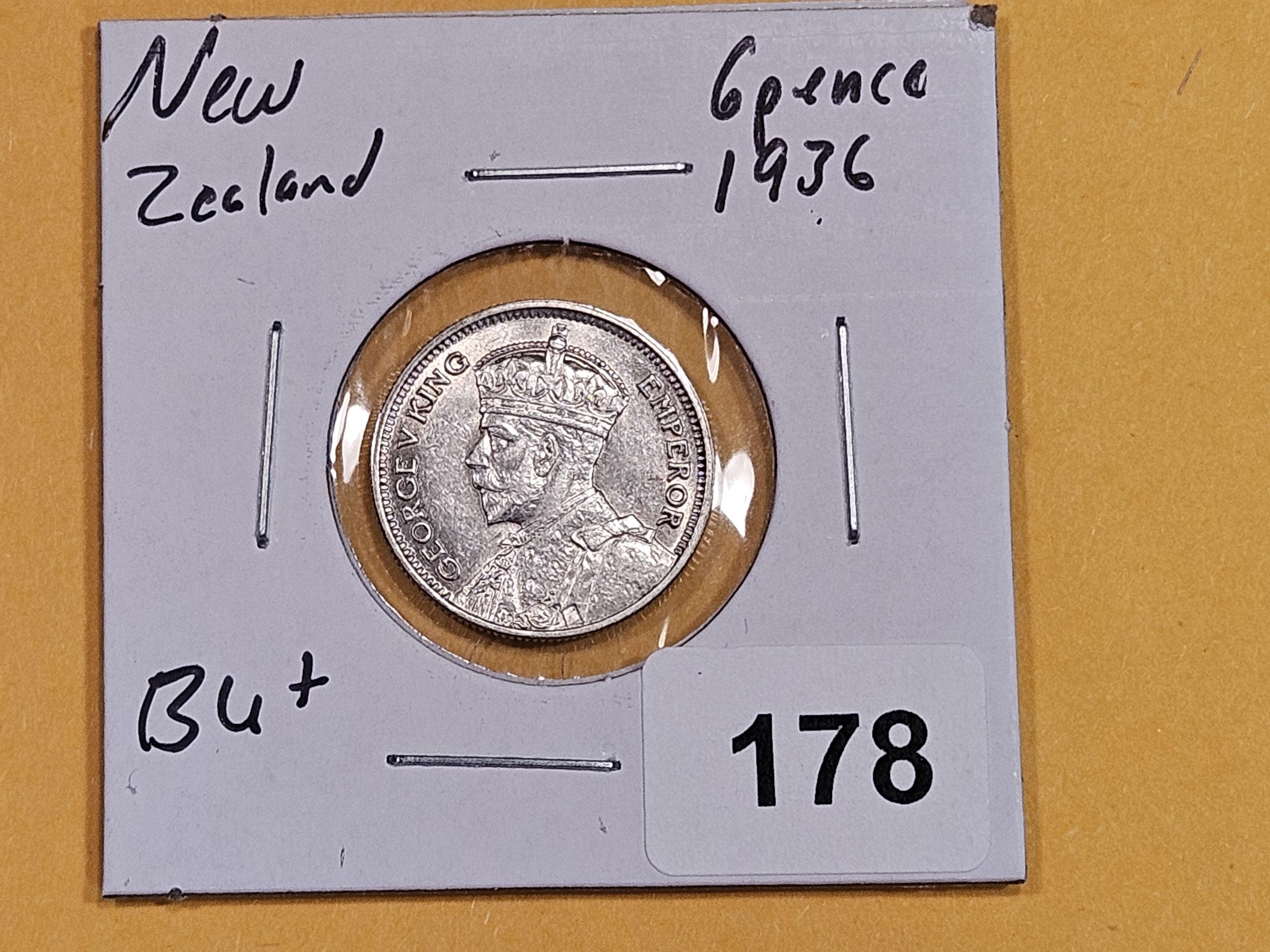 Brilliant Uncirculated plus 1936 New Zealand 6 pence