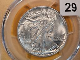 PCGS 1943 Walking Liberty Half Dollar in About Uncirculated - 58