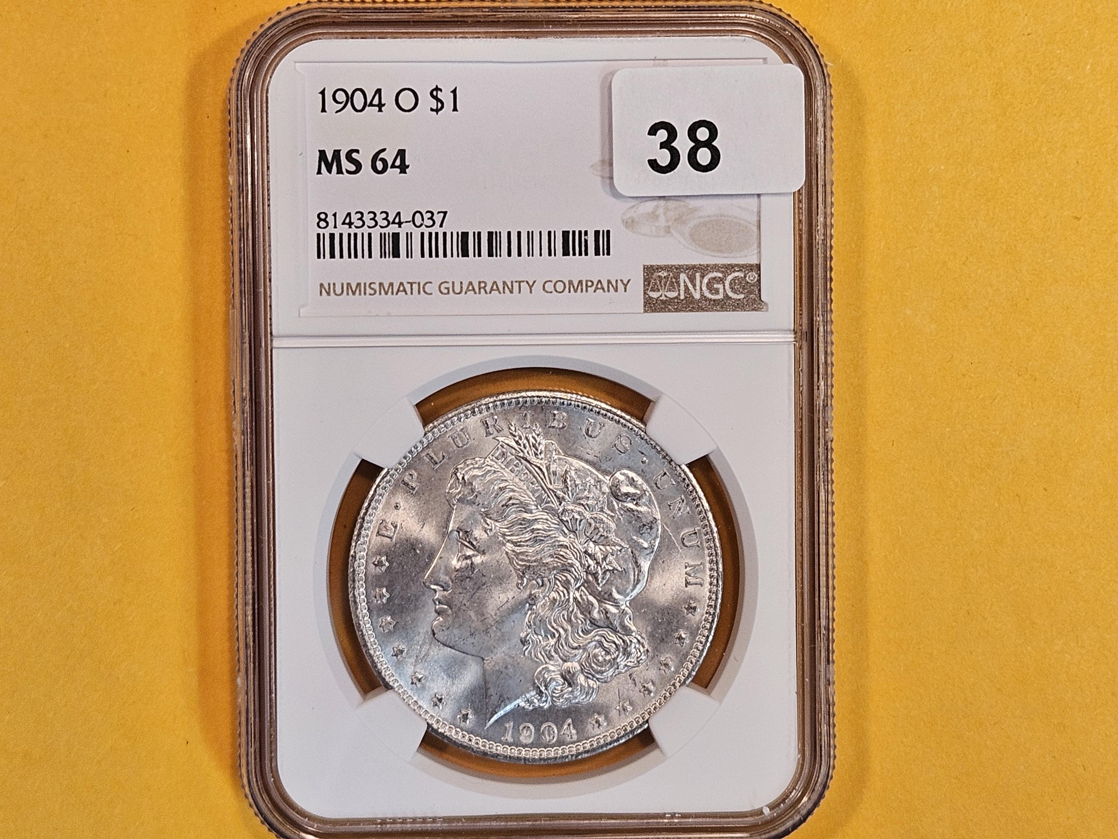 NGC 1904-O Morgan Dollar in Mint State 64