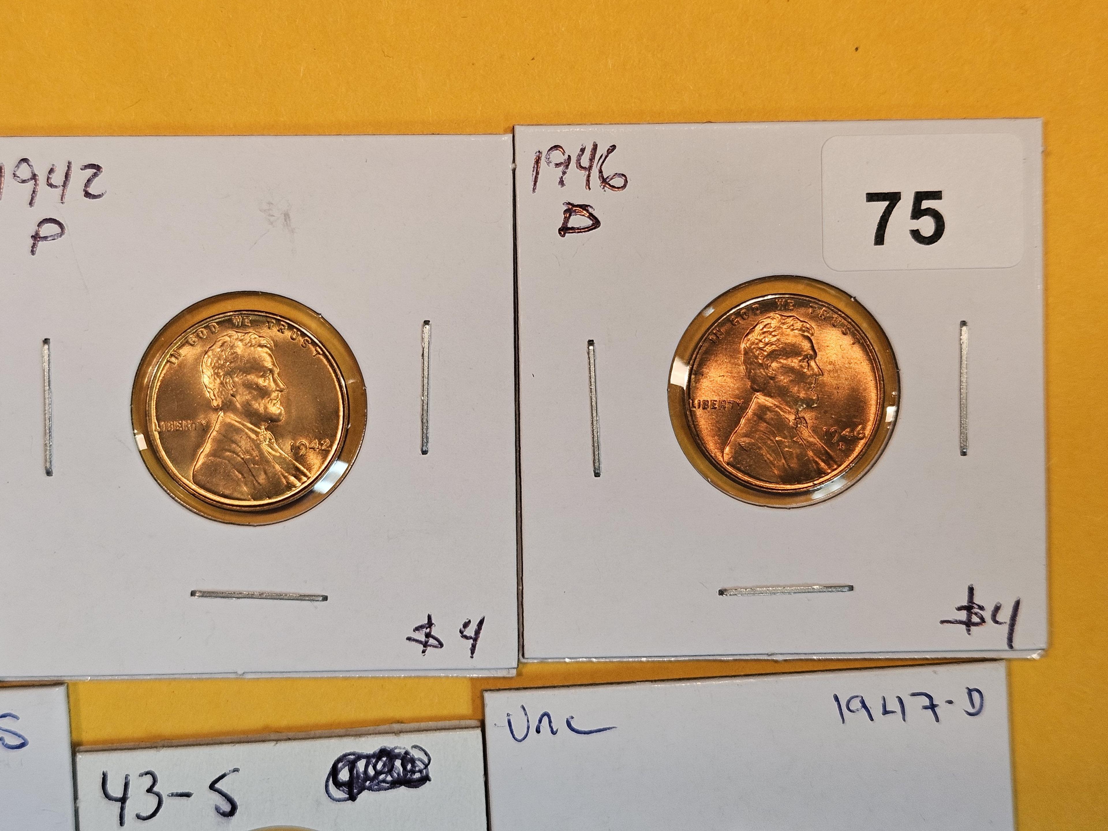 Eight Very Choice to GEM Brilliant uncirculated Wheat Cents