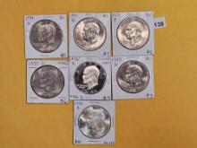 Seven Proof and Brilliant Uncirculated Eisenhower Dollars