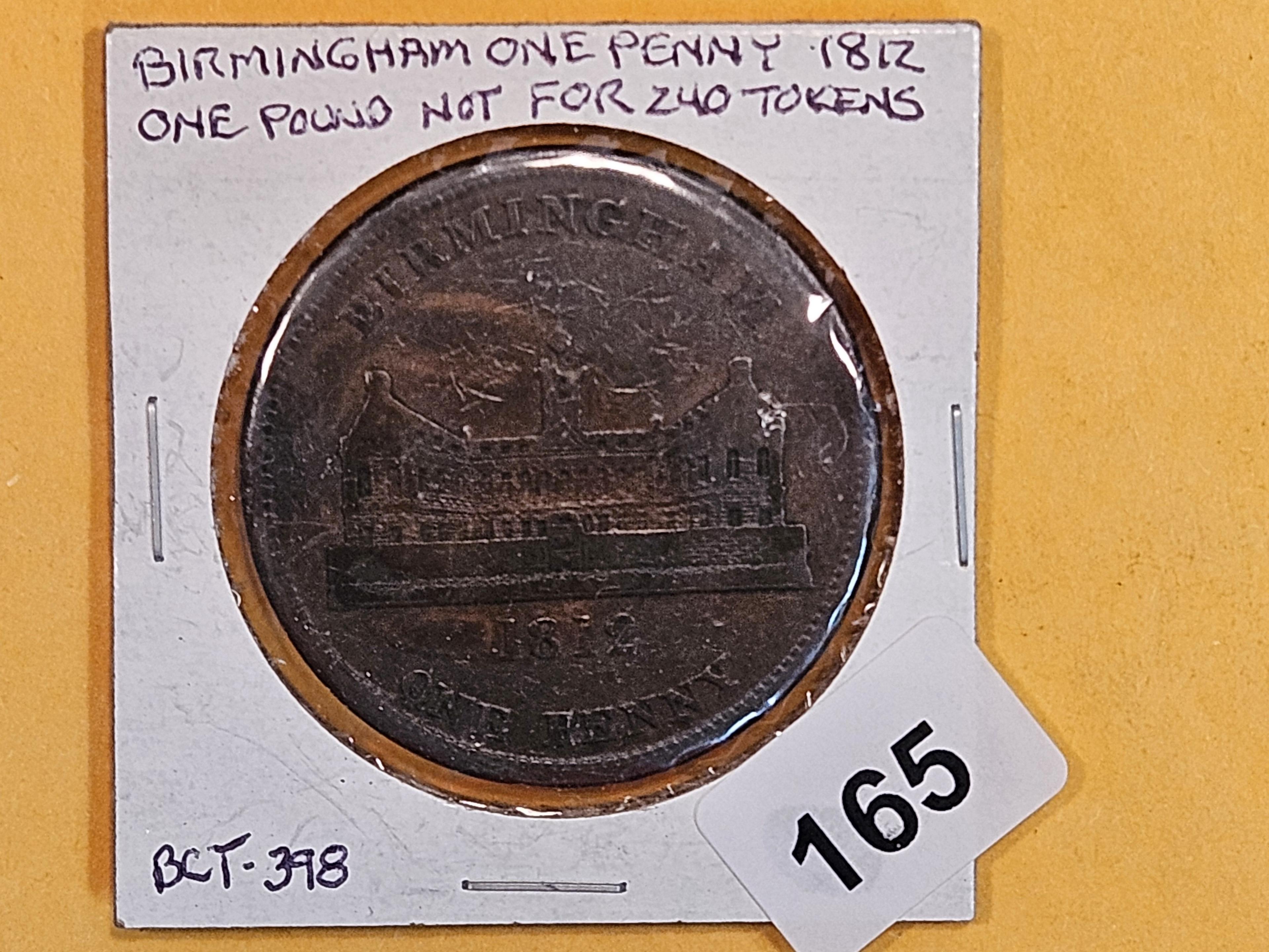 1812 CONDER Token One Penny in Very Fine