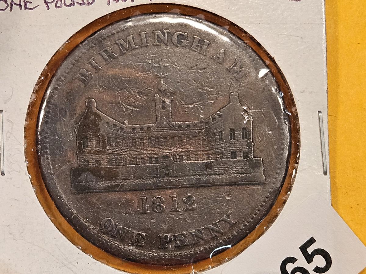 1812 CONDER Token One Penny in Very Fine