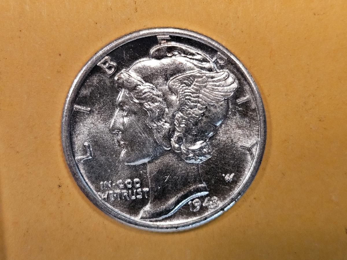 GEM Brilliant Uncirculated 1943-D Mercury Dime FSB