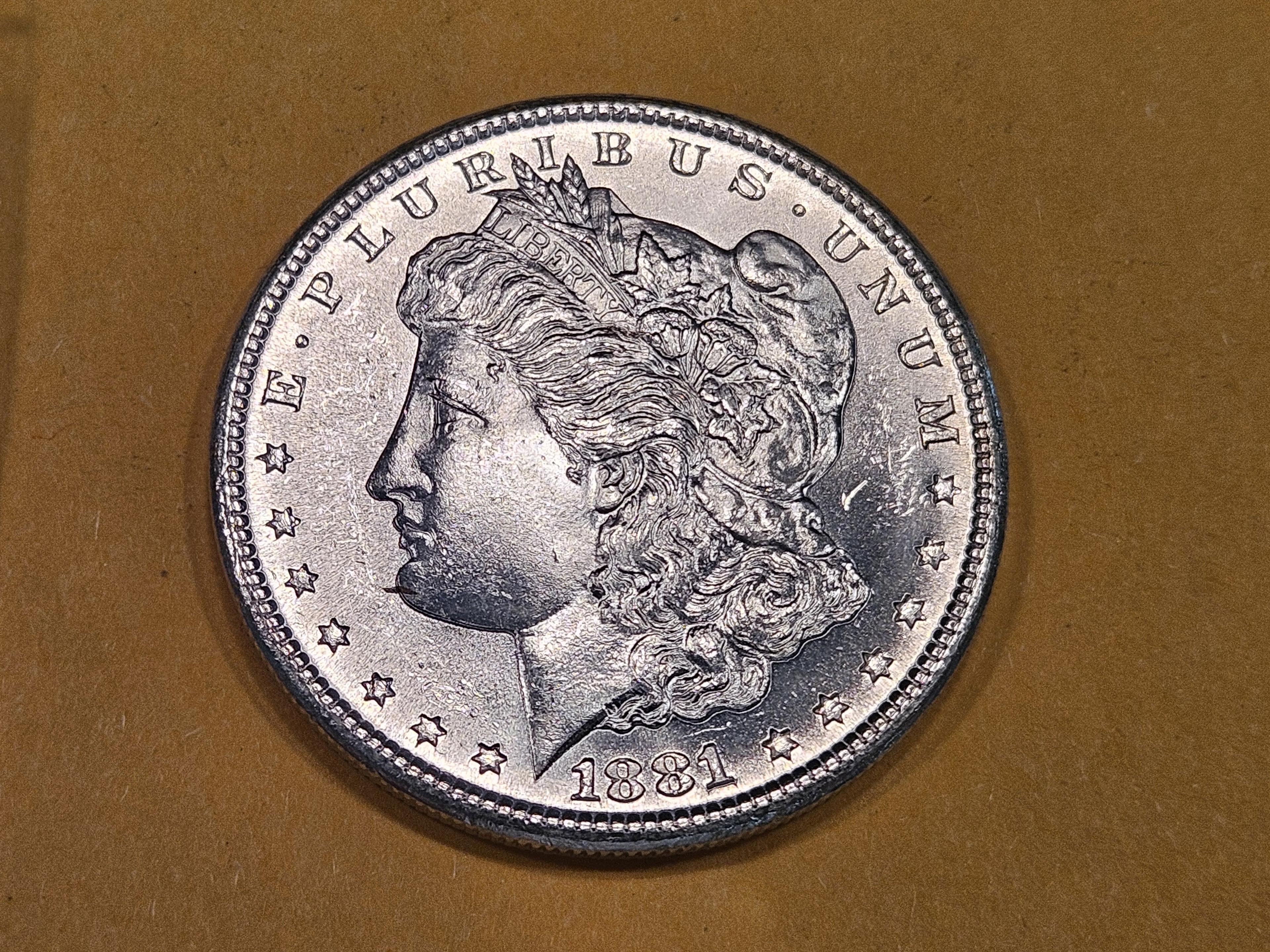 Very Choice Brilliant Uncirculated 1881-S Morgan Dollar