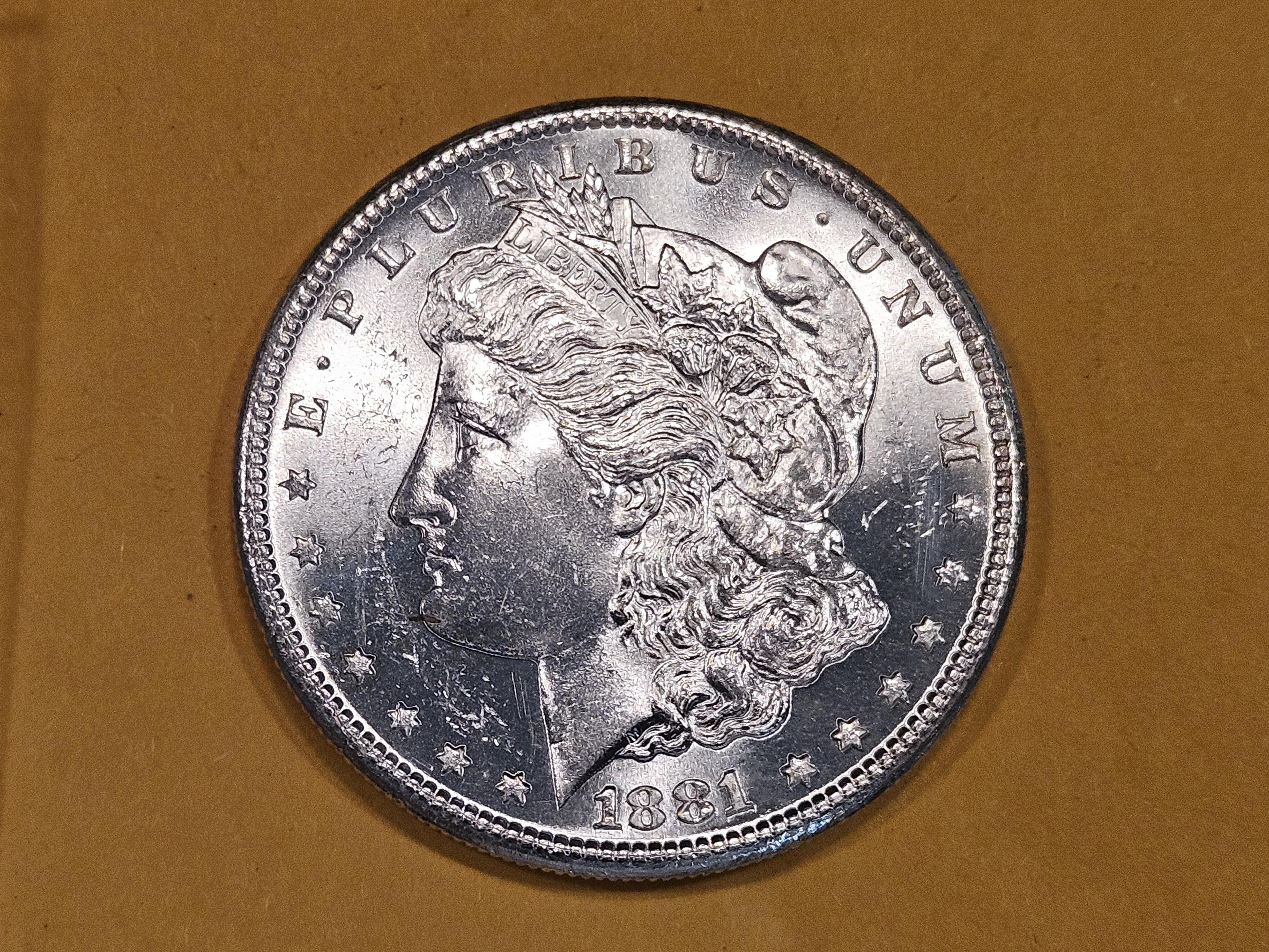 Very Choice Brilliant Uncirculated 1881-S Morgan Dollar