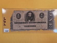 1862 One Dollar CSA Note