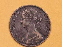 1872 Great Britain penny in Very Fine plus