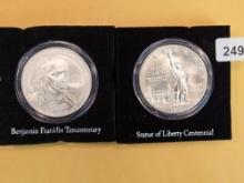 Two GEM Brilliant Uncirculated commemorative Silver Dollars