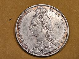 Very nice 1891 England silver shilling