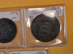 Five old mixed World coins