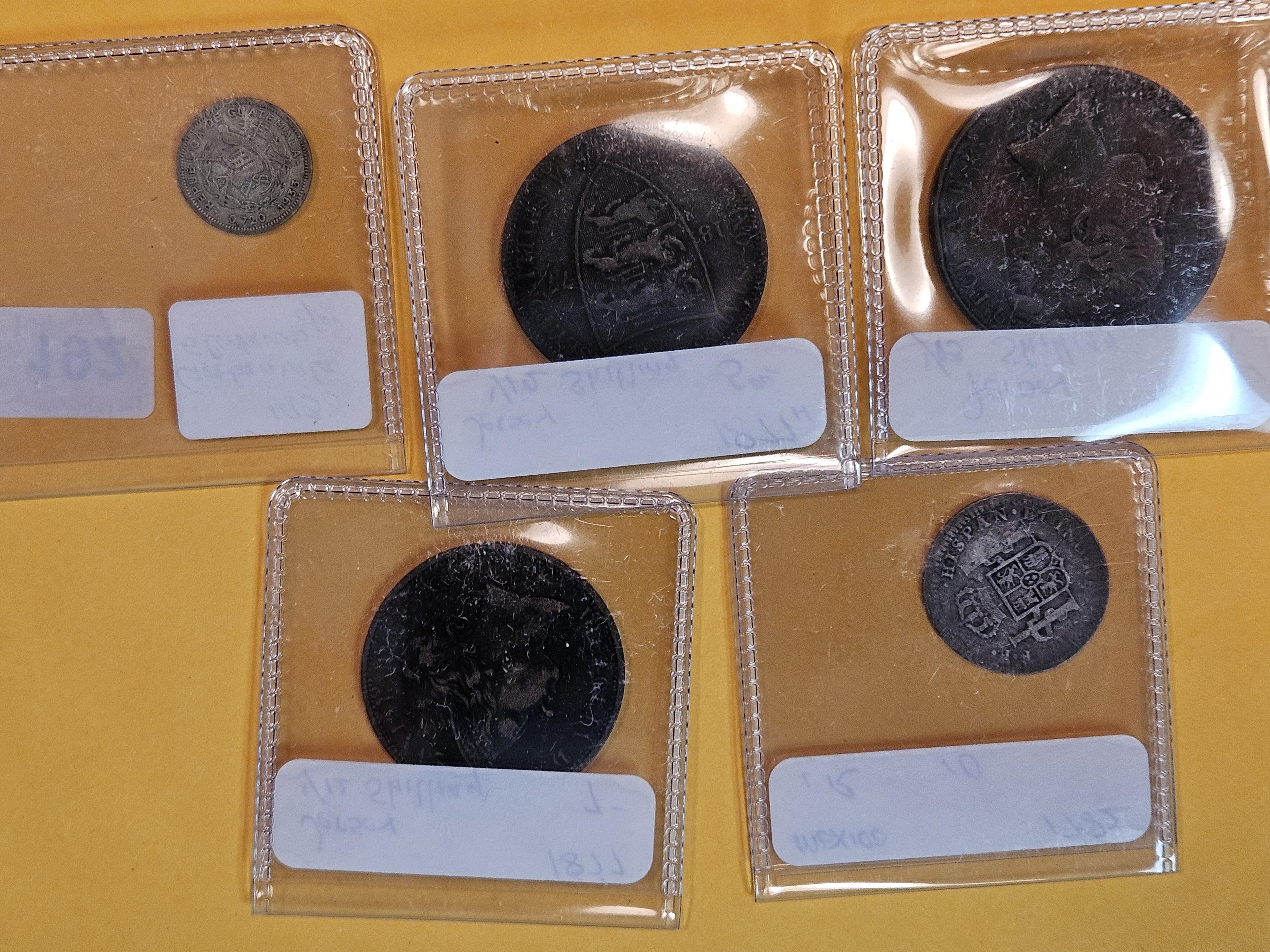 Five old mixed World coins