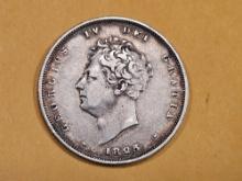 1825 England silver 1 shilling