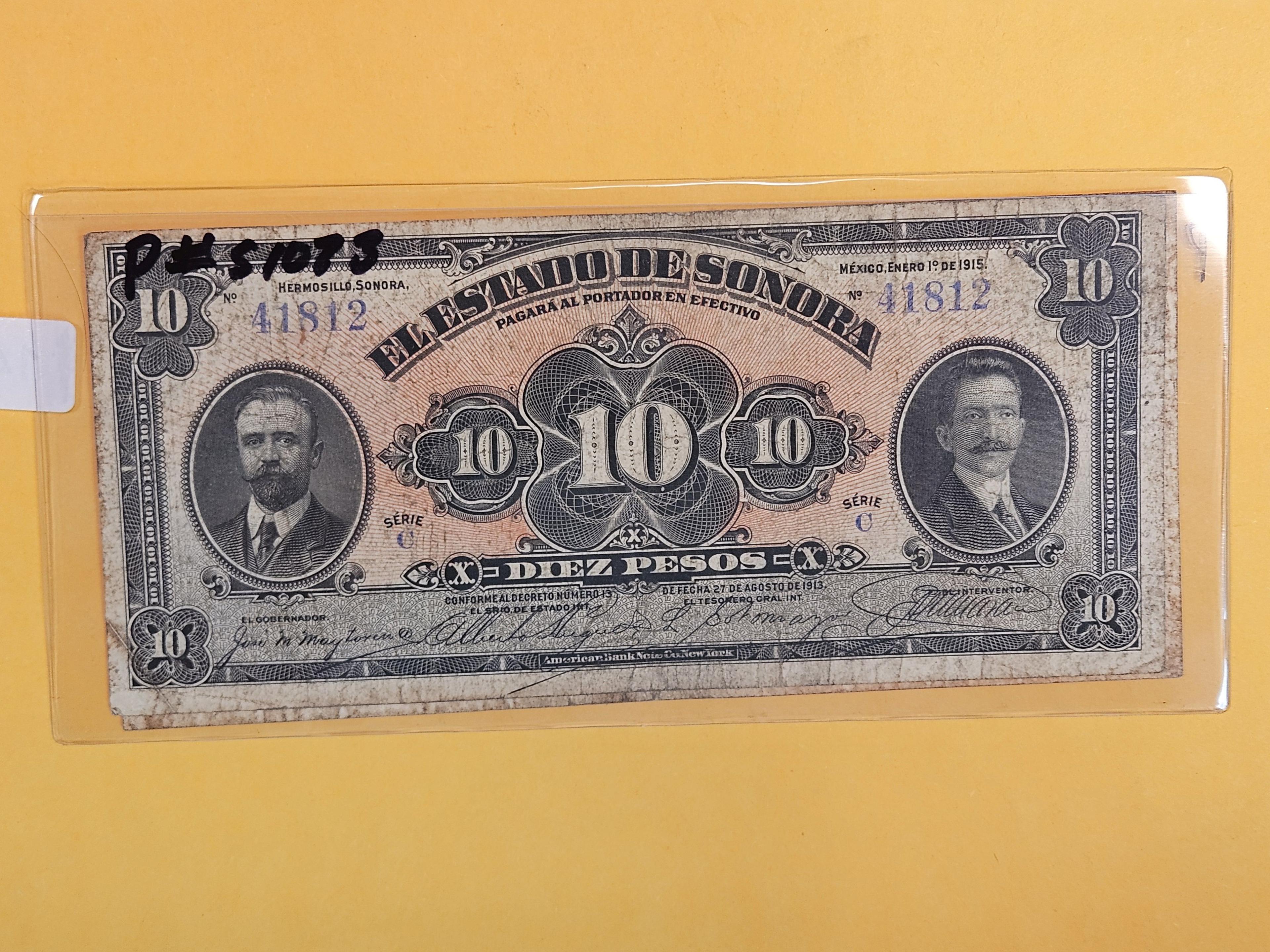 1913 El Estado de Sonora 5 and 10 pesos