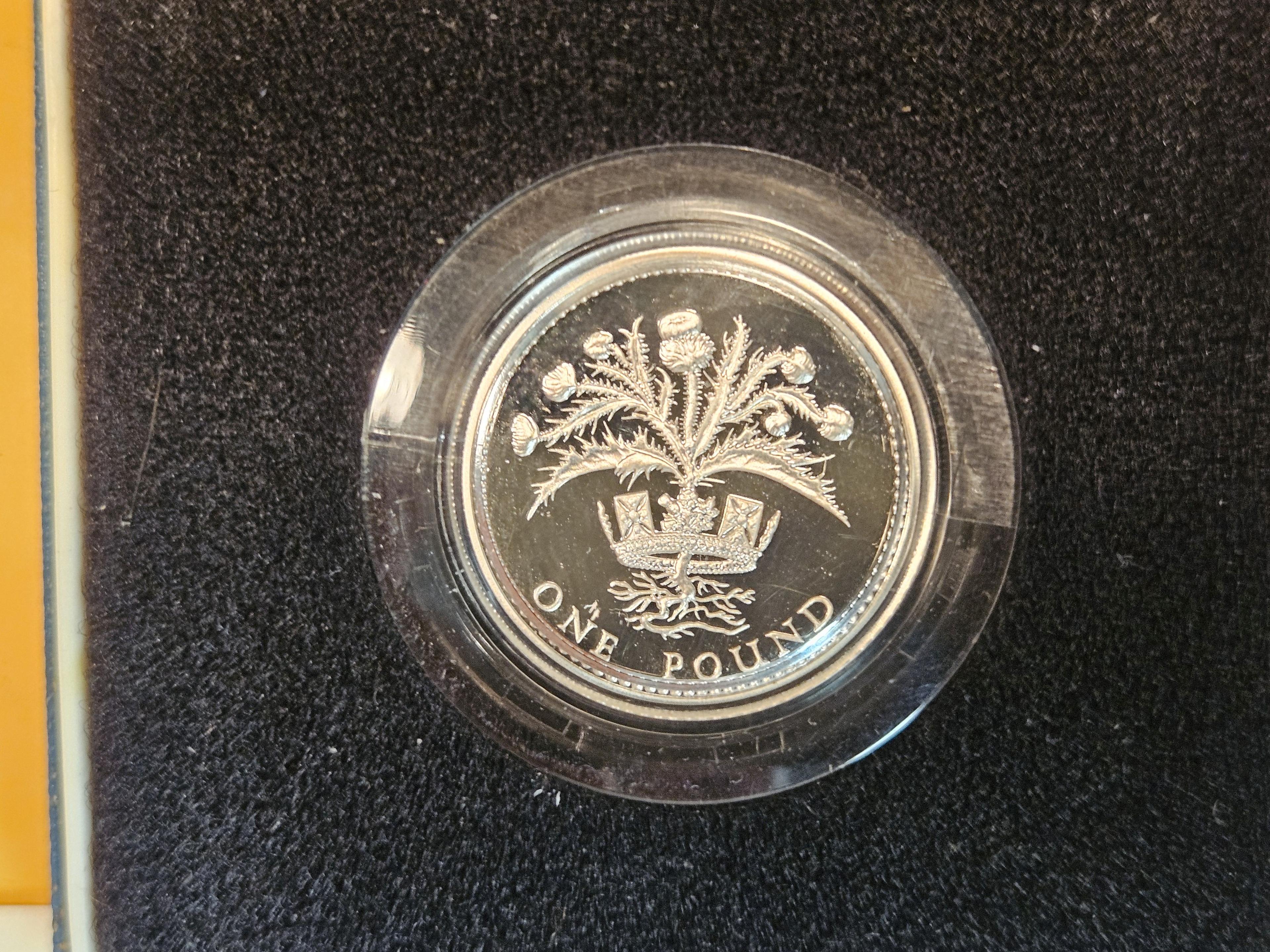 Low Mintage! 1984 United Kingdom One Pound Silver Proof Piedfort