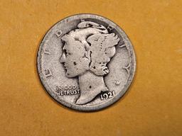 * Key Date 1921-D Mercury Dime