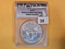 PERFECT! ANACS 2021 (W) American Silver Eagle in Mint State 70