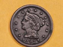 1847 Braided hair Large Cent