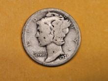 * Key Date 1921-D Mercury Dime