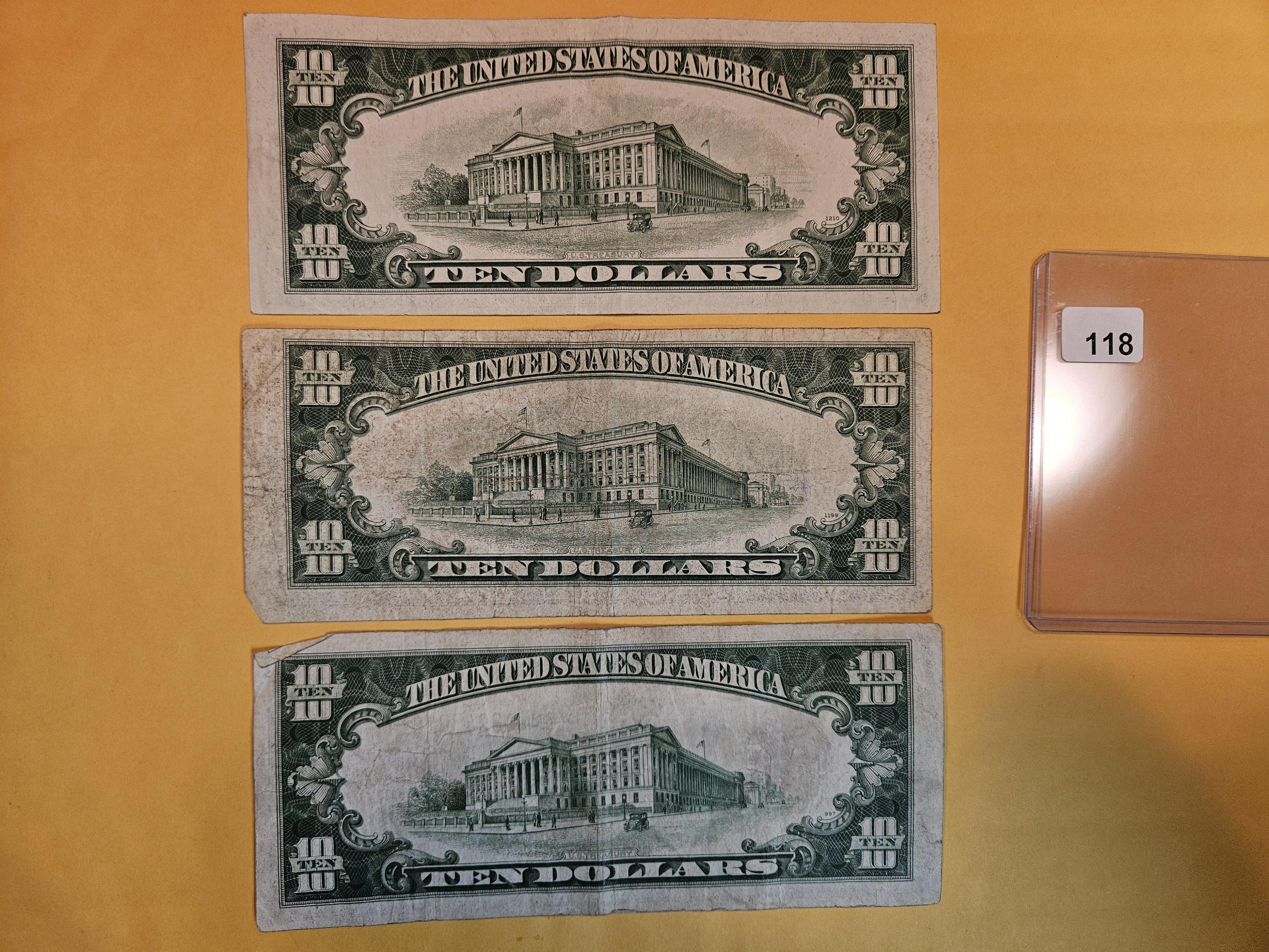 Three Ten Dollar Series 1934 FRNs