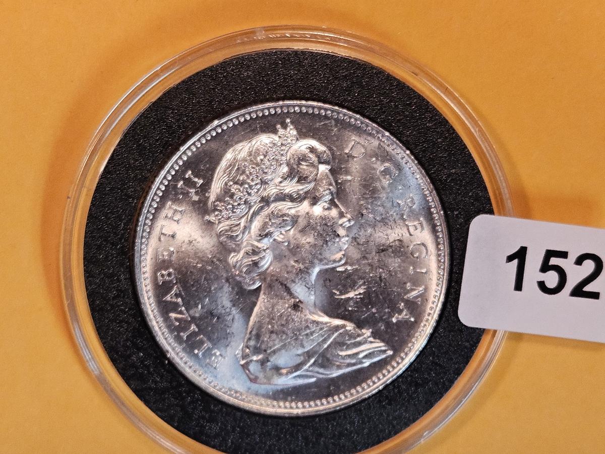 Choice Brilliant Uncirculated 1966 Canada Silver Dollar