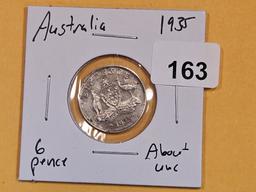 * KEY DATE 1935 Australia silver 6 pence in Brilliant About Uncirculated