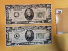 Two $20 Federal Reserve Notes