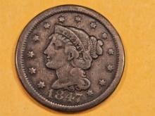 1847 Braided Hair large Cent