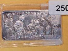 One Troy ounce .999 fine silver proof art bar