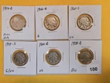 Six Mo-Betta Buffalo Nickels