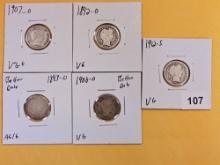 Five better date Barber Dimes