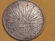 Bright 1896 Mexico FZ-Zs silver 8 reals in About Uncirculated