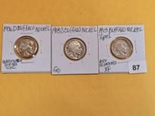 Three better Buffalo Nickels