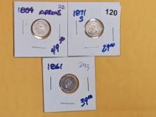 Three Seated Liberty Half-Dimes