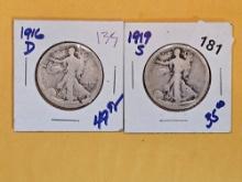 1916-D and 1919-S Walking Liberty Half Dollars