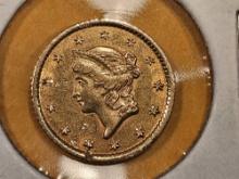 GOLD! Better Date 1851-O Gold Dollar in Brilliant About Uncirculated