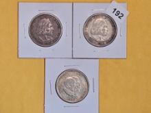 1892, 1893, and 1951 Commemorative Half Dollars