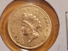 GOLD! Better Date 1855 Type 2 Indian Gold Dollar