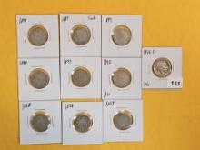 Ten mixed Nickels