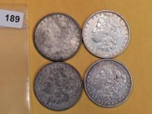 Four Morgan Silver Dollars