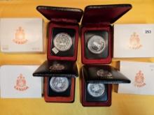 Four Canada Proof Silver Dollars