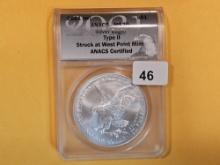 PERFECT! ANACS 2021 (W) American Silver Eagle in Mint State 70