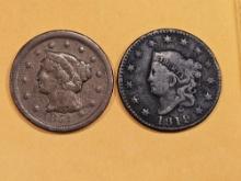 1851 and 1819 Large Cents