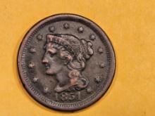 1851 Braided Hair Large Cent