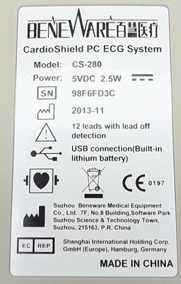 Beneware Cs-280 Cardioshield Pc Ecg Unit