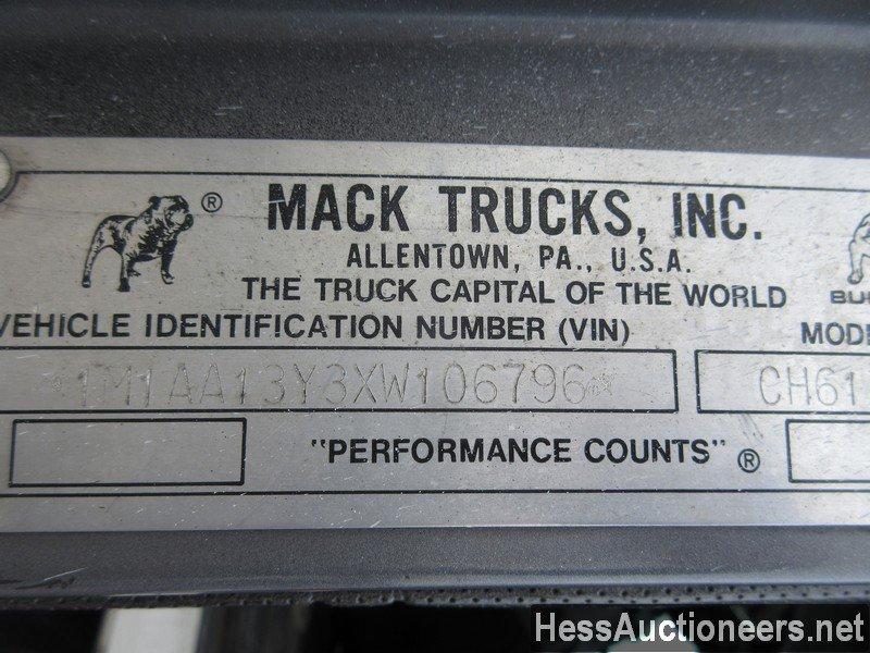 1999 Mack CH613 T/A Day Cab Truck Tractor