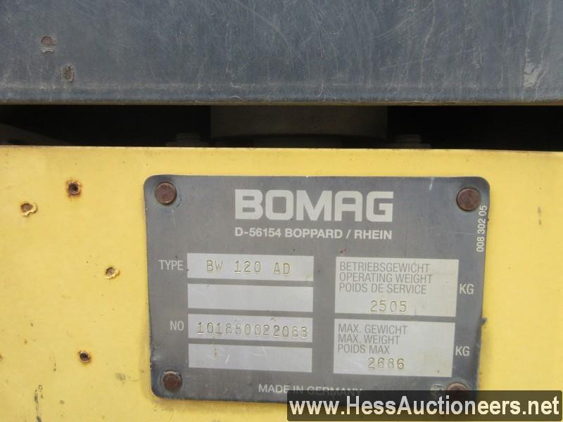 2006 BOMAG BW120AD COMPACTOR-ROLLER, KUBOTA 1.7L 3 CYL, D1703-M-DI-ES 33.5